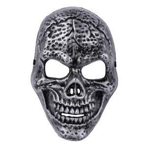 Masque tête de mort effet métal - 100 % Polyester - 17 x 9 x H 26 cm - Argenté