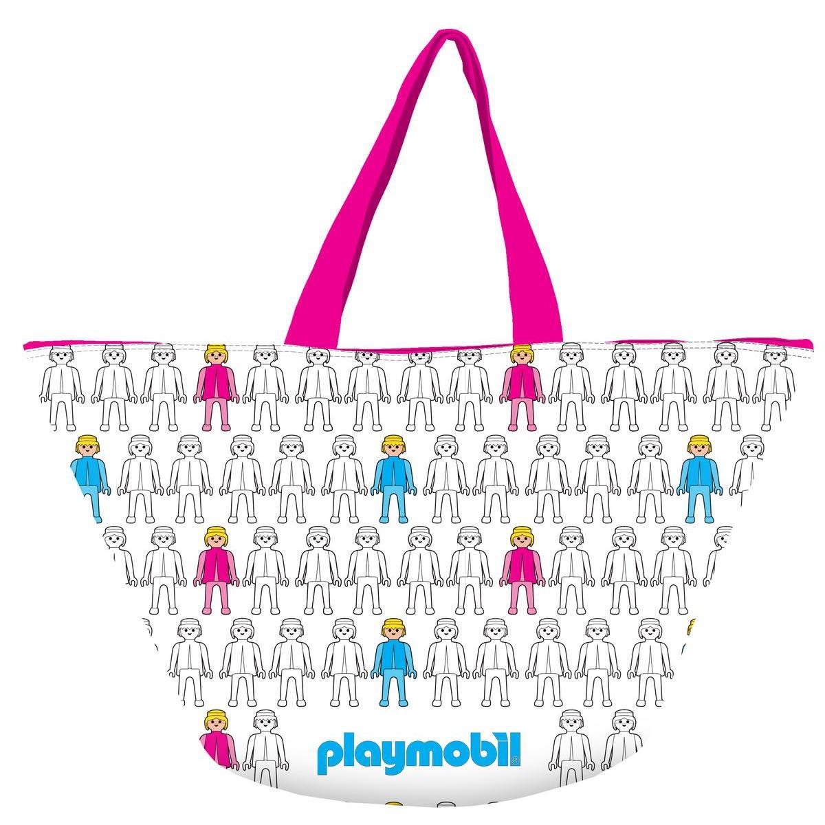 Grand sac Playmobil - Polyester - 57 x 30 x 33 cm - Bleu, blanc et rose