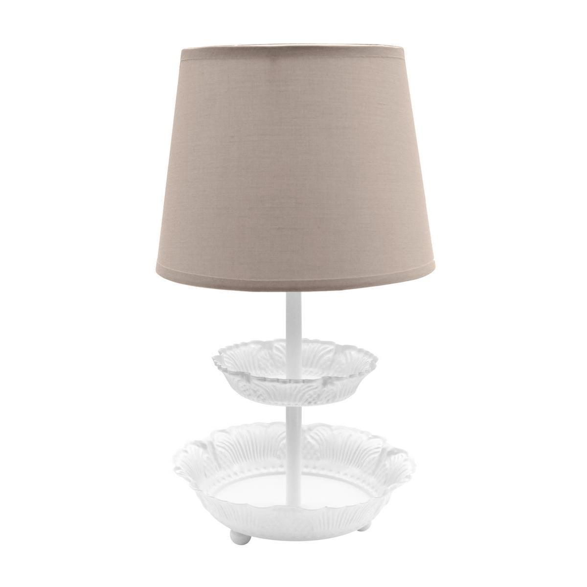 Lampe à poser avec plateaux - Acier et polyester - Ø 19,5 x H 35 cm - Taupe