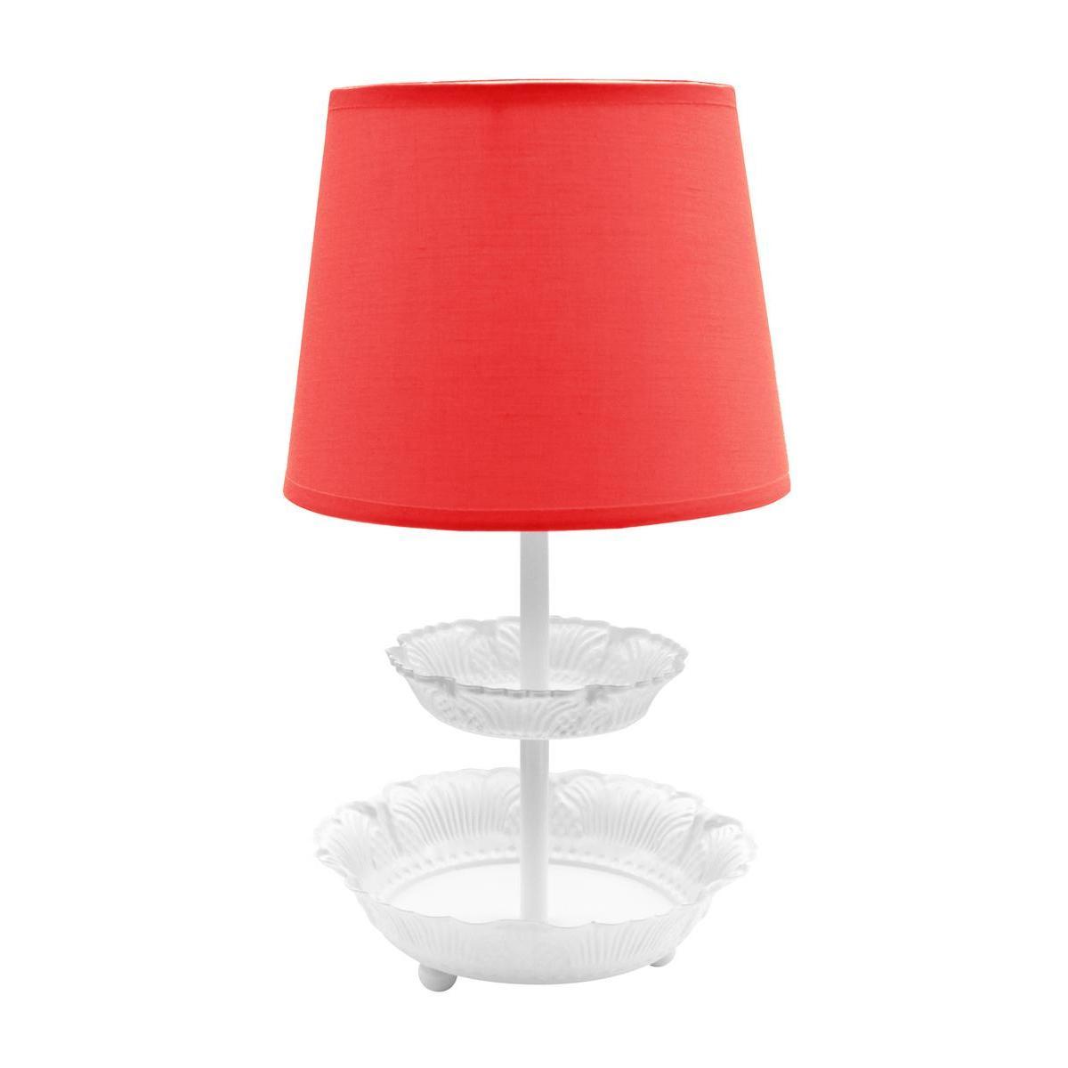 Lampe à poser avec plateaux - Acier et polyester - Ø 19,5 x H 35 cm - Rouge