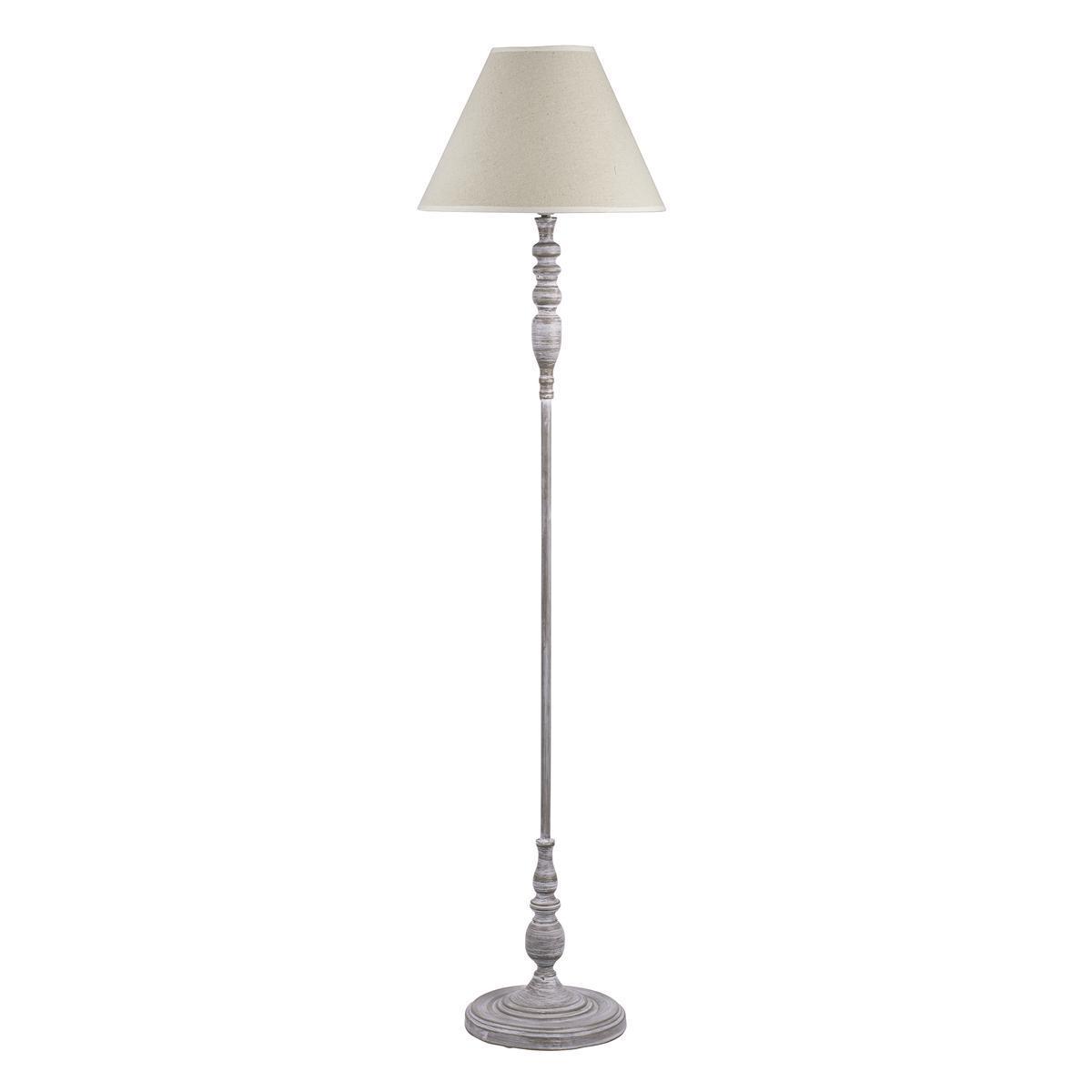 Lampe sur pied - Fin, lin et polyester - Ø 38 x H 154 cm - Blanc
