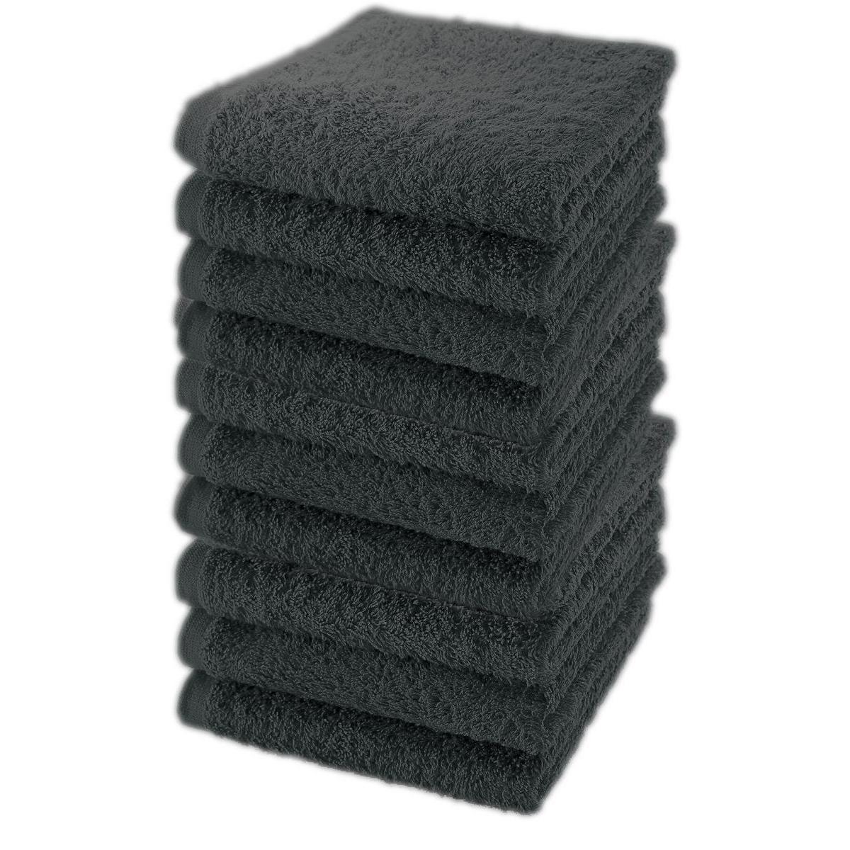 10 serviettes de bain - 100 % coton - 30 x 50 cm - Gris clair et foncé