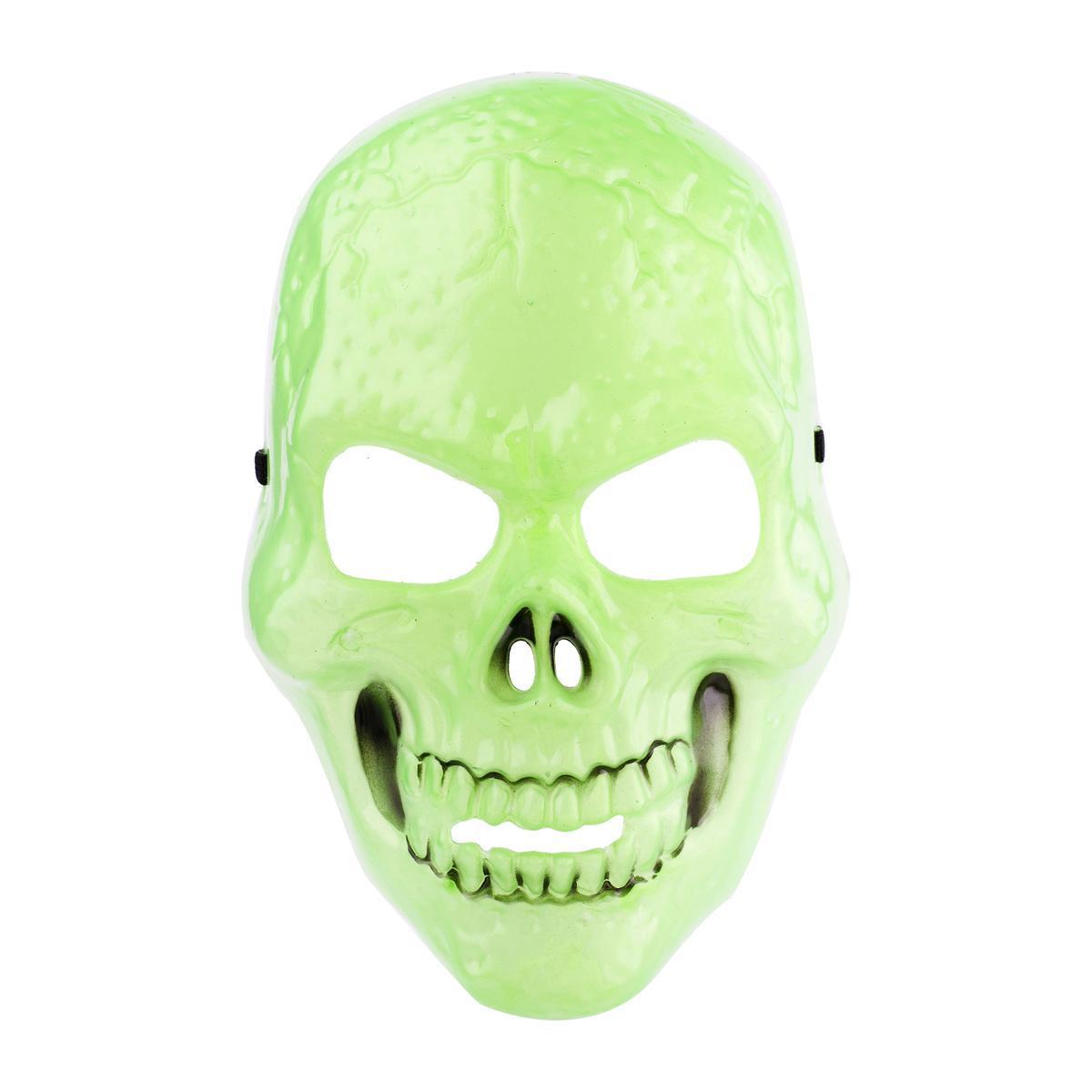 Masque tête de mort phosphorescent - Plastique - 5 x 17,7 x H 26 cm - Blanc