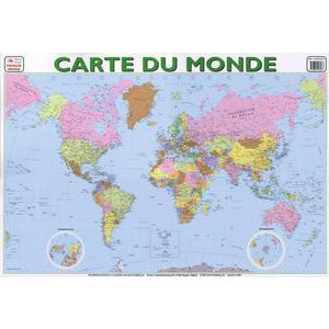 Poster carte du monde - Papier plastifié - 76 x 52 cm - Multicolore