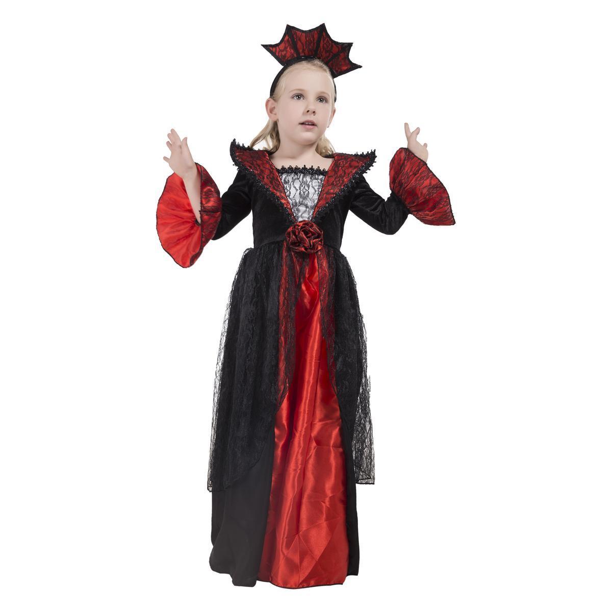 Déguisement de vampirette - 100 % Polyester - 3 à 8 ans - Noir et rouge
