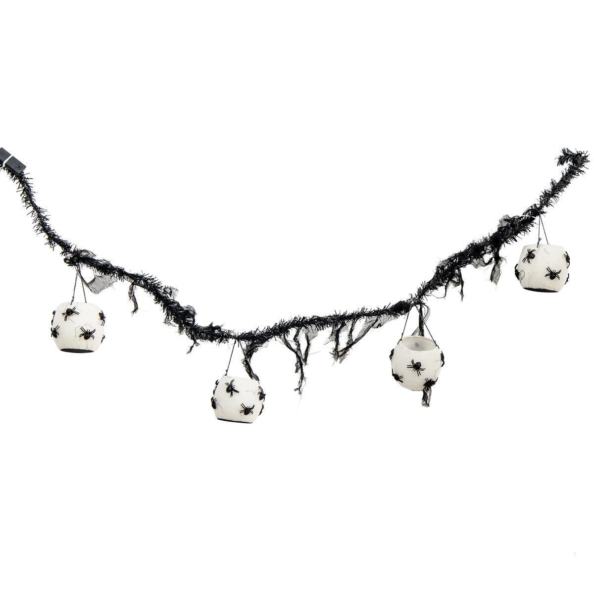 Guirlande d'Halloween lumineuse - Plastique - 184 cm - Noir et blanc