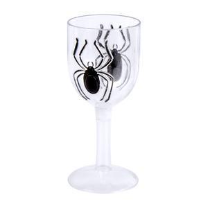 Verre à pied araignée - Plastique - Ø 7 x H 18 cm - Transparent et noir