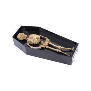 Cercueil avec squelette dansant - Polyester et plastique - 14 x 6 x H 31 cm - Noir
