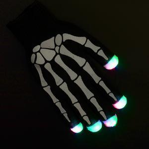 Gant squelette lumineux à LED - 100 % Polyester - 1 x 12 x 24 cm - Noir et blanc