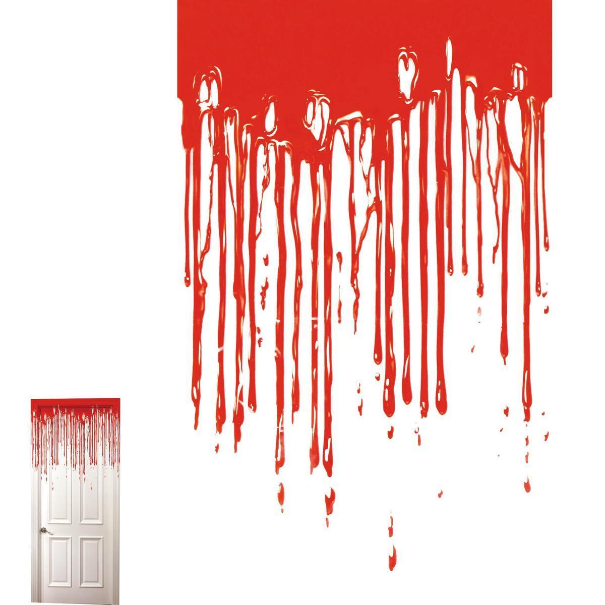Frise de faux sang dégoulinant - Plastique - 0,2 x 153 x H 38 cm - Rouge