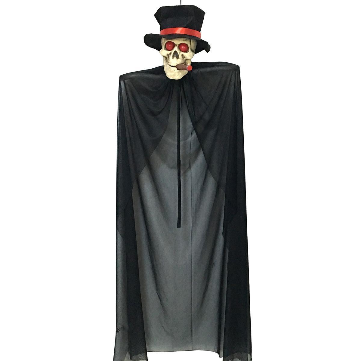 Suspensions tête de mort Halloween - Plastique et polyester - 44 x 25 x H 153 cm - Gris