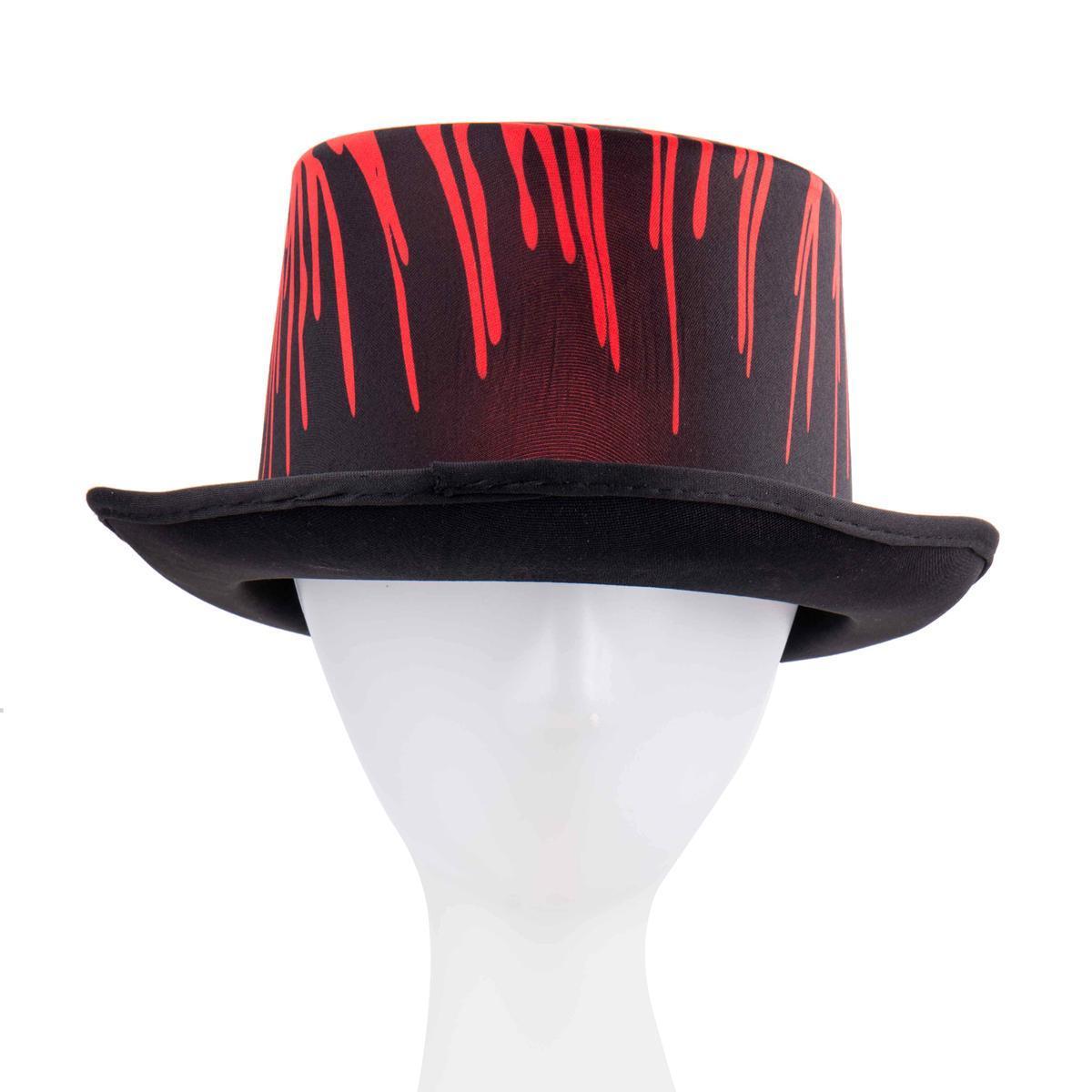 Chapeau ensanglanté Halloween - 100 % Polyester - 29 x 24 x 10 cm - Rouge et noir