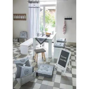 Chemin de table campagne - 100 % coton - 45 x 150 cm - Gris