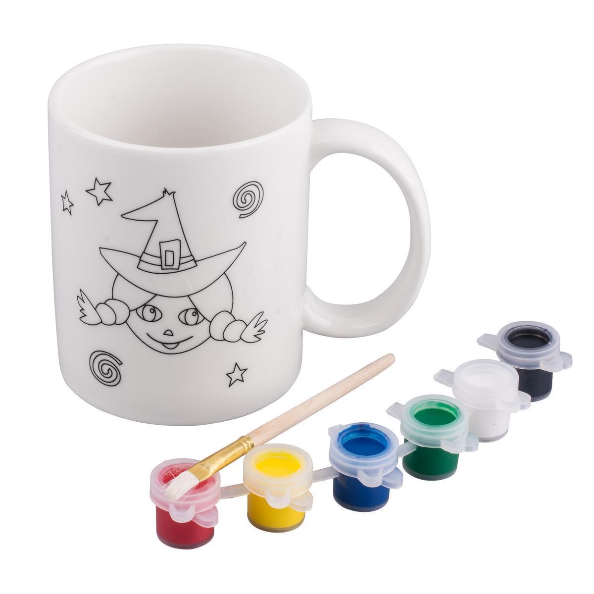 Kit mug à peindre et peinture - Céramique - 12 x 8 x H 9,6 cm - Multicolore