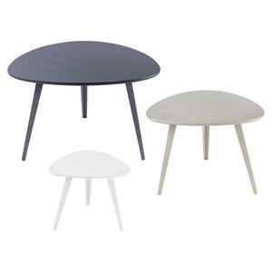 3 tables gigognes - MDF et métal - Gris et blanc