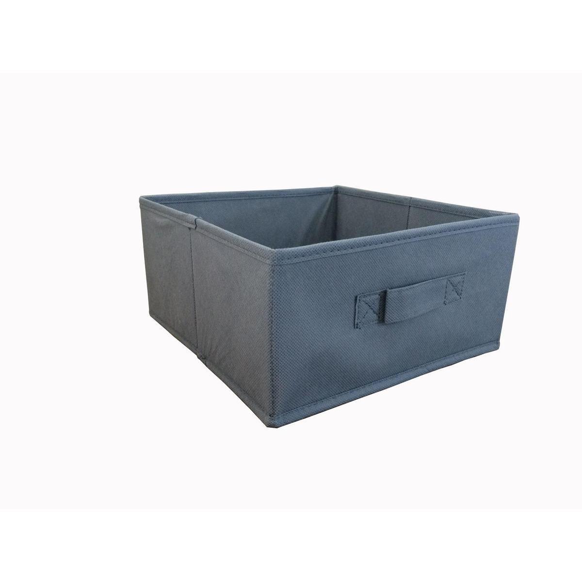 Cube de rangement - 100 % Polyester - 28 x 28 x H 13 cm - Gris