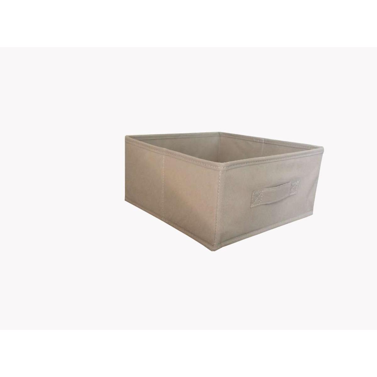 Cube de rangement - 100 % Polyester - 28 x 28 x H 13 cm - Beige lin