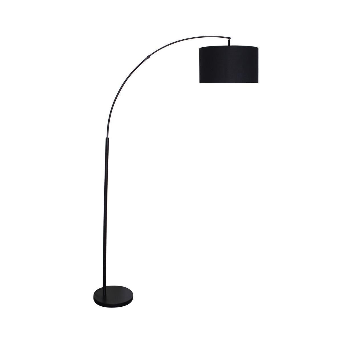 Lampadaire XXL - Fer et polycoton - Ø 30 x H 200 cm - Noir