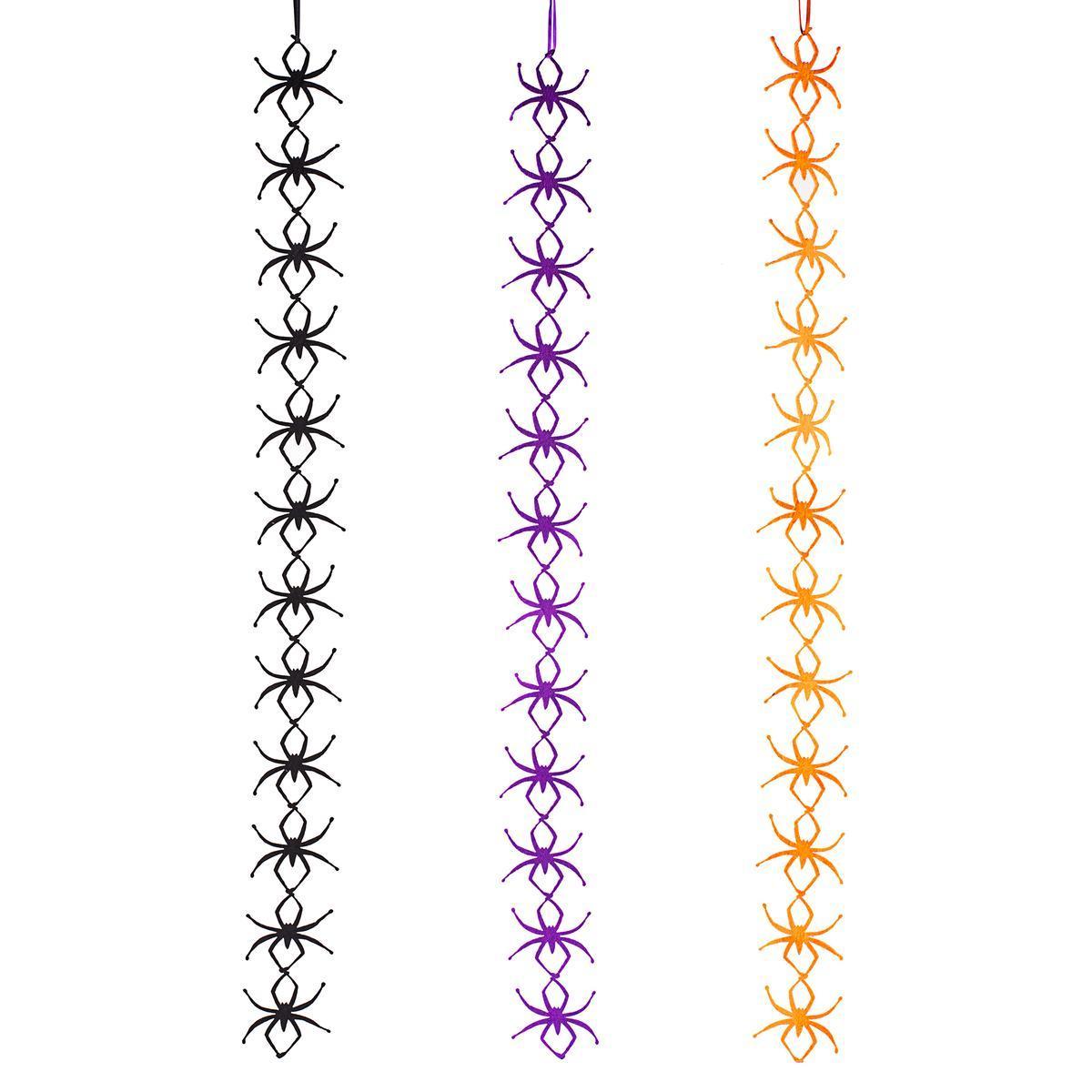 Guirlande d'halloween - 100 % Polyester - H 8 x L 100 cm - Orange, noir ou violet