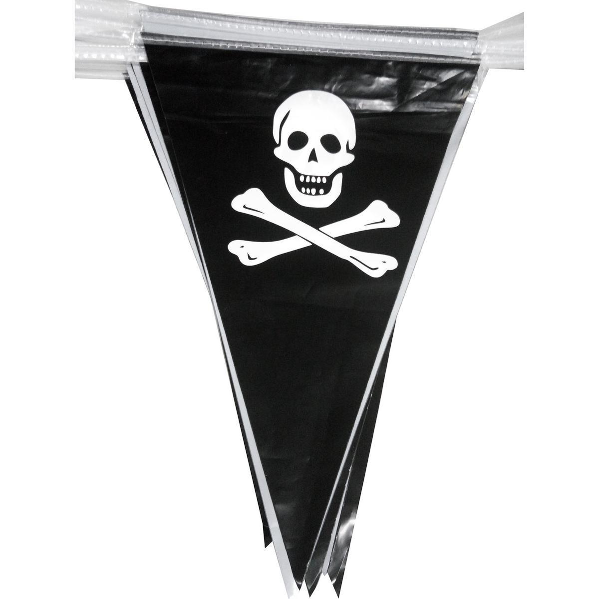 Banderole de fanion pirates - Plastique - 7 m - Noir