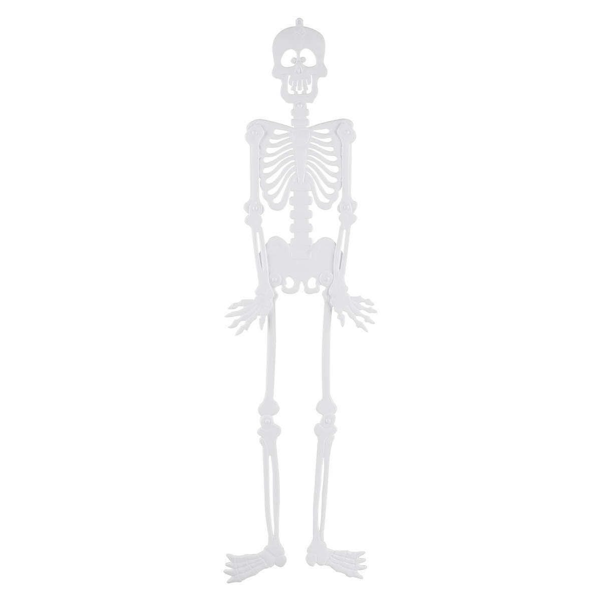 Décoration squelette à suspendre - Plastique - H 90 cm - Orange, blanc ou vert