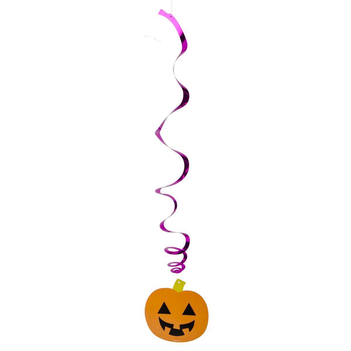 Décoration à suspendre Halloween - Plastique et papier - 18 x H 21 cm - Citrouille ou chauve souris