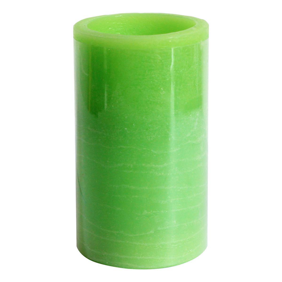 Bougie cylindrique à LED - Paraffine - Ø 7,5 x H 10 cm - Vert