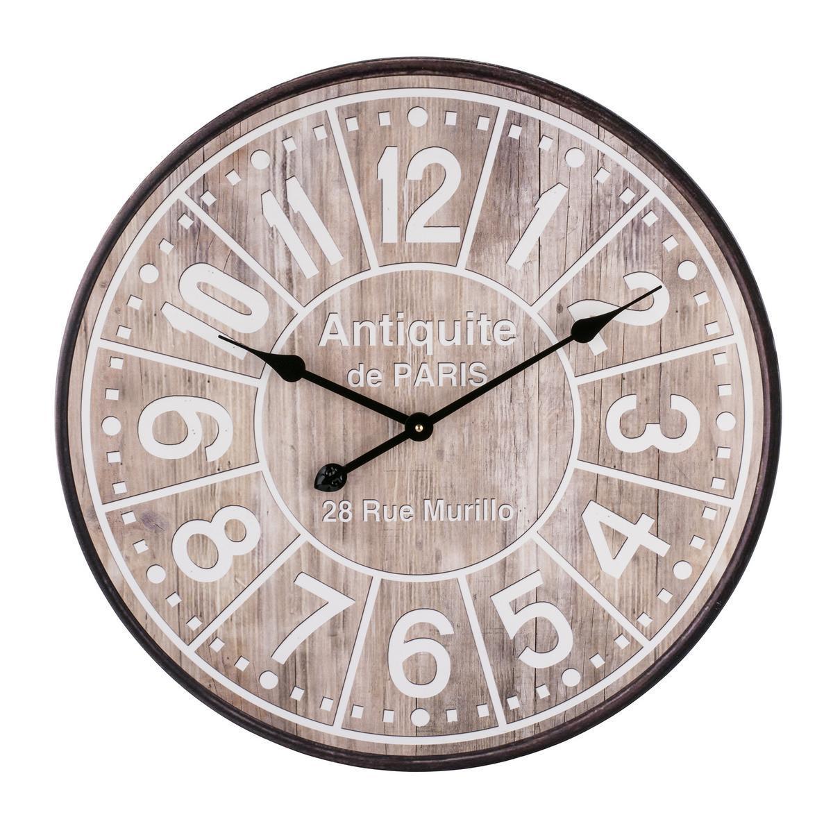 Horloge murale XXL - MDF - Ø 60 cm - Marron