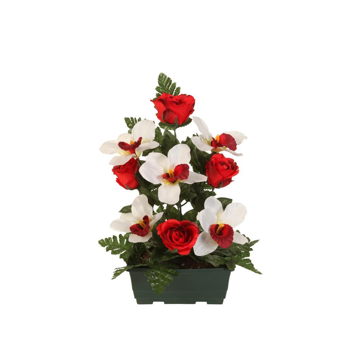 Jardinière de roses, orchidées et lys - Plastique - 18 x H 40 cm - Différents coloris
