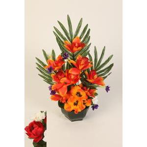 Vasque de fleurs - Plastique et tissus - H 43 cm - Différents modèles