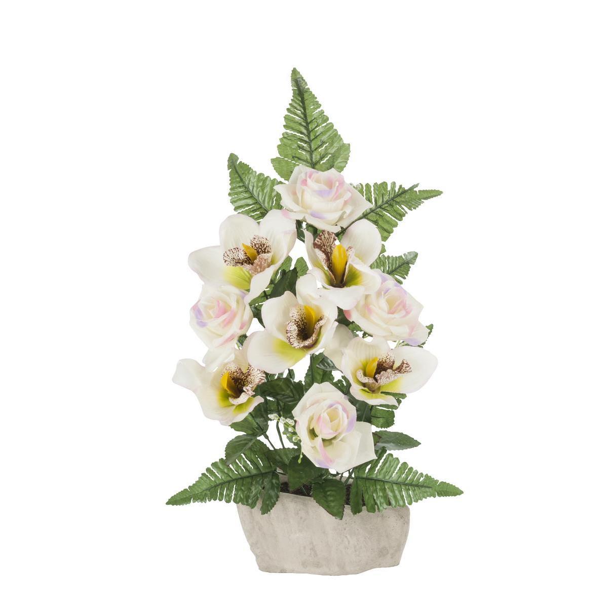 Jardinière de fleurs - Ciment et tissus - H 43 cm - Différents modèles