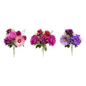 Bouquet de roses, gerberas, pivoines et hortensias - Plastique et polyester - H 52 cm - Différents coloris