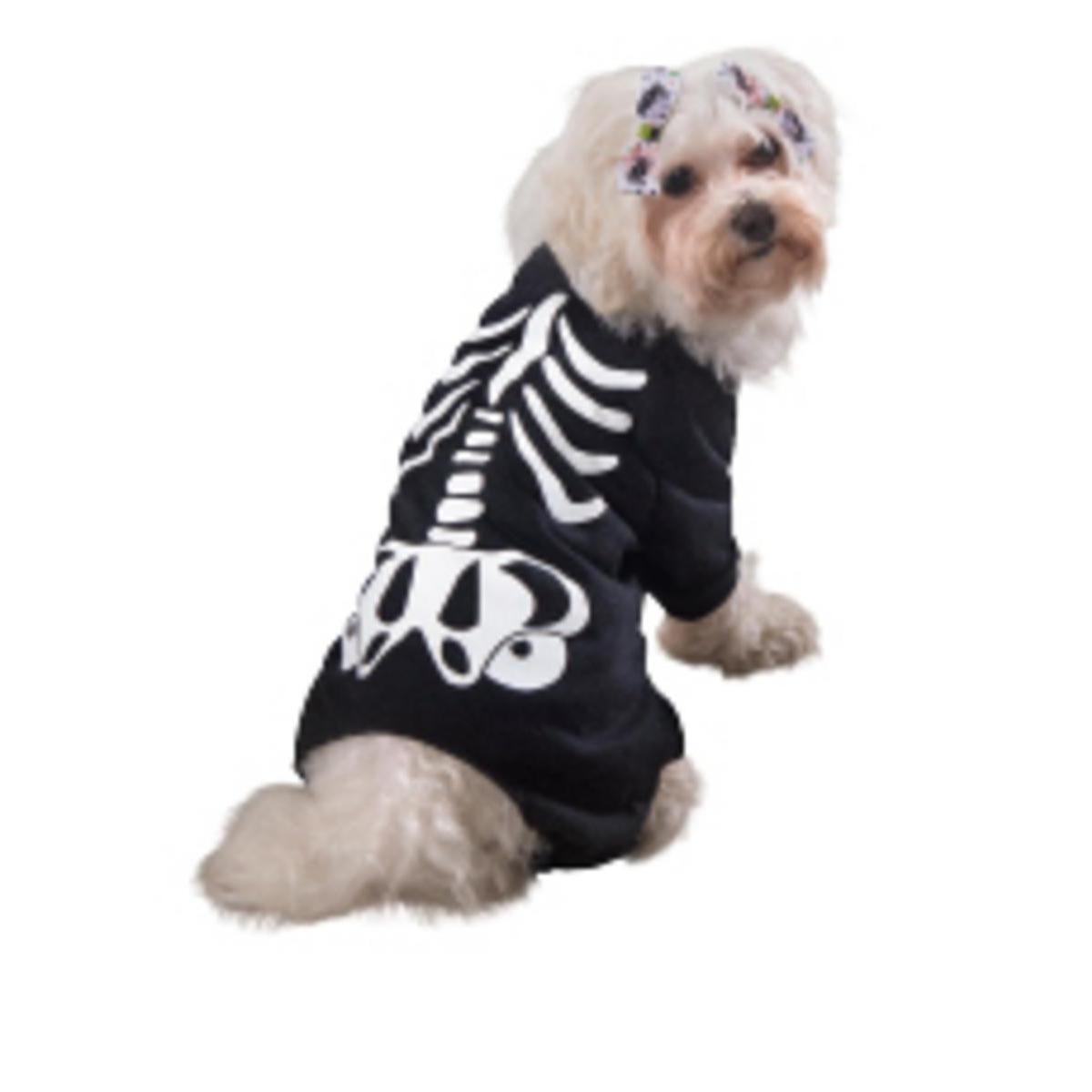 Costume squelette pour chien - 100 % Polyester - 3 tailles - Noir et blanc