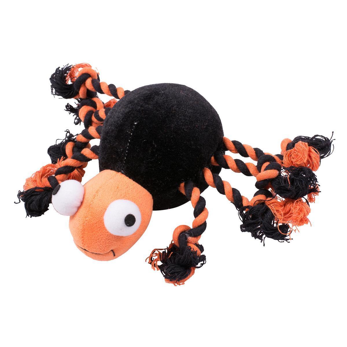 Jouet araignée pour chien - 100 % Polyester - 27 x 16 x H 9 cm - Noir et orange