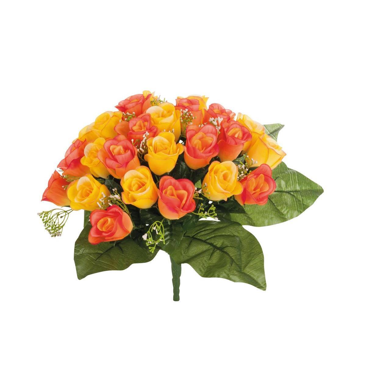 Bouquet de 27 roses luxe - Polyester - H 36 cm - Différents coloris