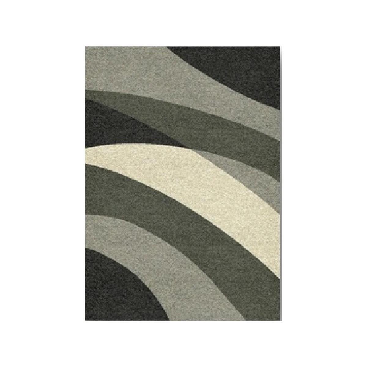 Tapis graphique - 100 % polypropylène - 100 x 150 cm - Beige, gris et noir