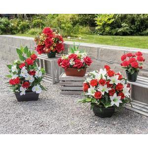 Jardinière de roses, orchidées, mini fleurs et ficus - Plastique et tissus - L 25 x H 53 cm - Différents coloris
