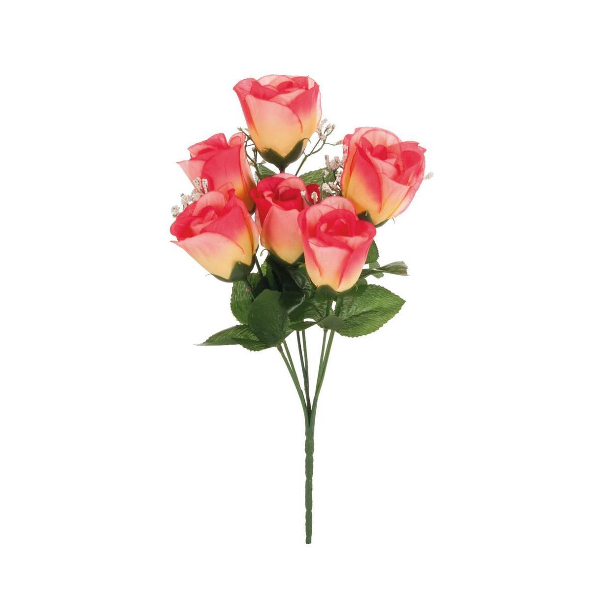 Bouquet de 7 roses - Polyester - H 35 cm - Différents coloris