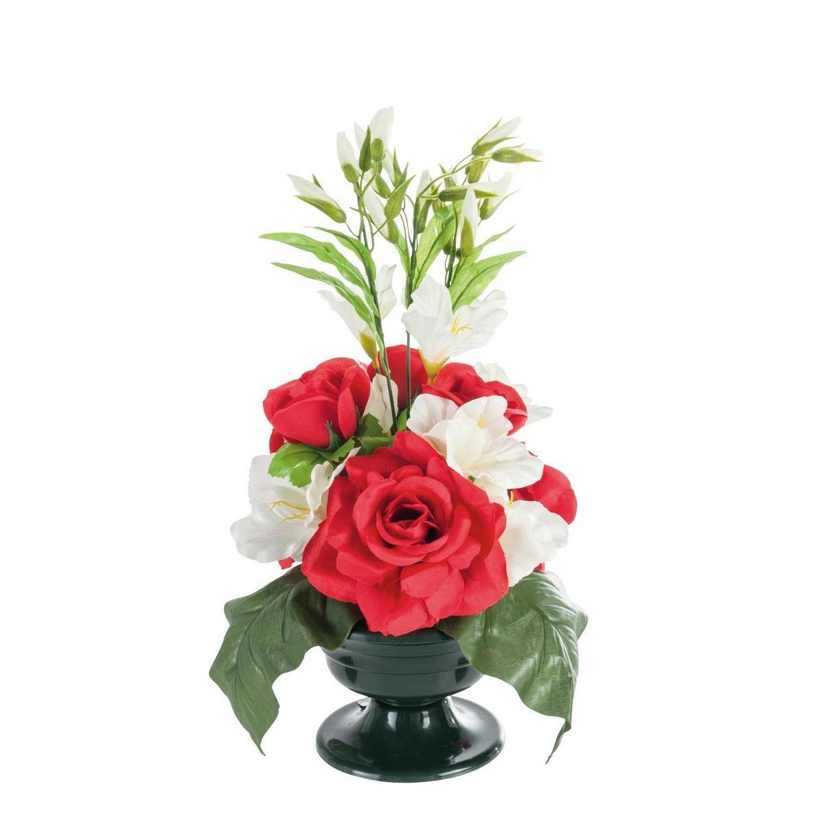 Coupe de roses , glaïeuls et renoncules - Plastique et tissus - H 48 cm - Différents coloris