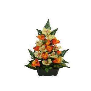Jardinière d'orchidées - Plastique et tissus - L 25 x H 58 cm - Différents coloris