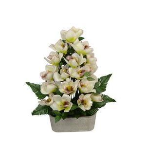 Jardinière d'orchidées - Ciment et tissus - Ciment et tissus - L 23 x H 50 cm - Différents coloris