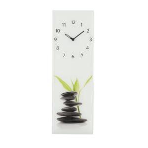 Horloge murale décor galets - Verre - 20 x H 60 cm - Blanc et noir