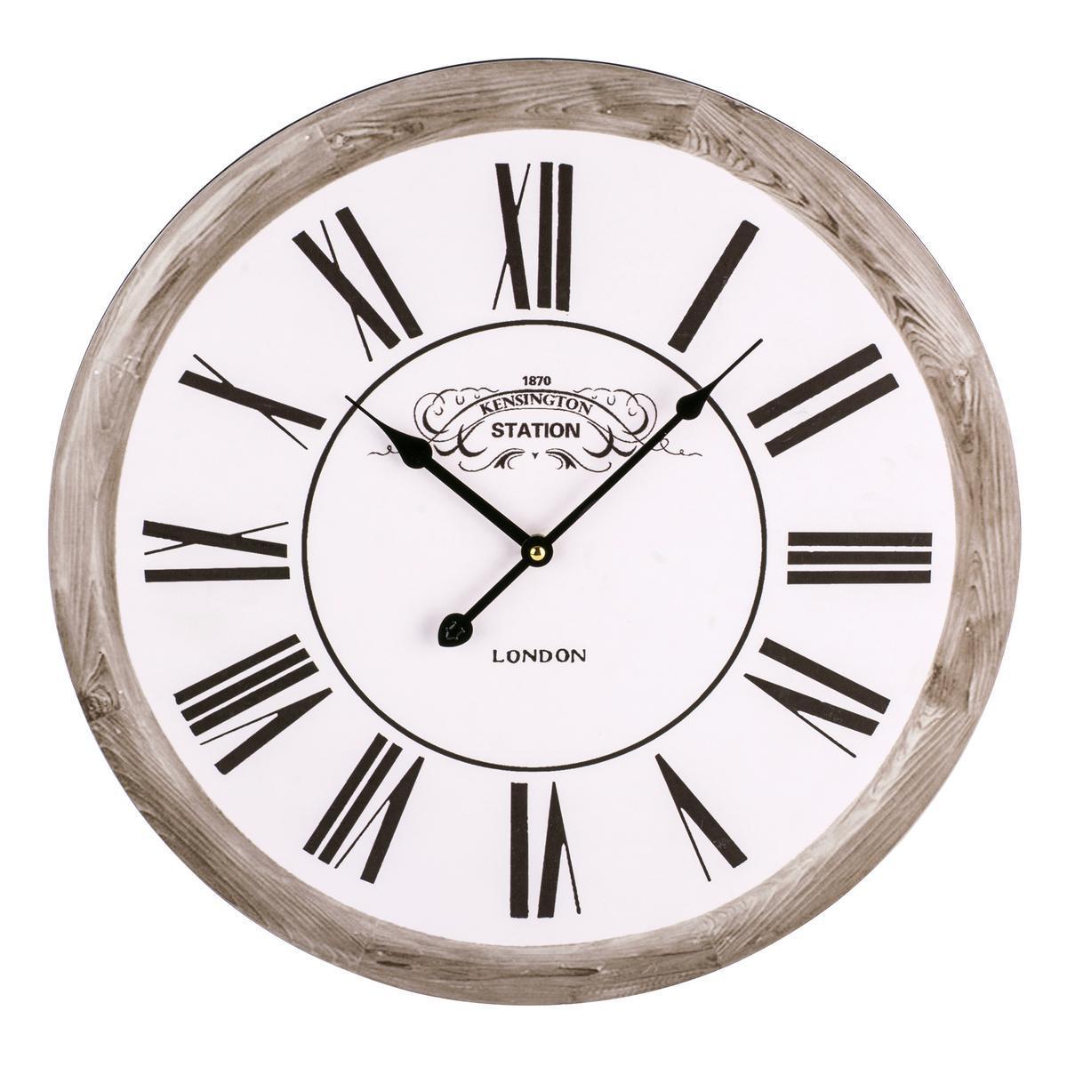 Horloge campagne - MDF - Ø 50 cm - Blanc et beige