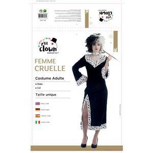 Costume pour femme - Cruella - Taille adulte unique - Noir, blanc