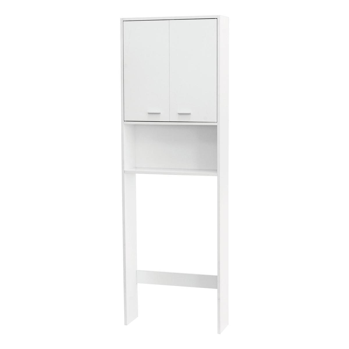 Meuble dessus de WC - Panneaux de particules et mélamine - 60 x 19 x H 185 cm - Blanc