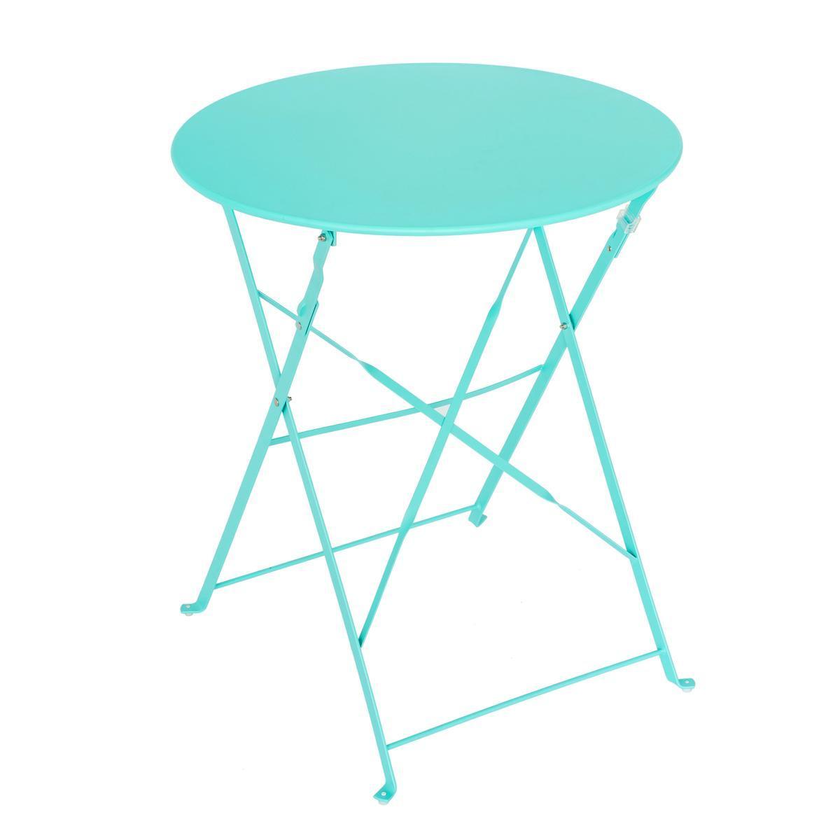 Table Diana ronde - ø 60 x H 71 cm - Différents modèles - Bleu turquoise - MOOREA