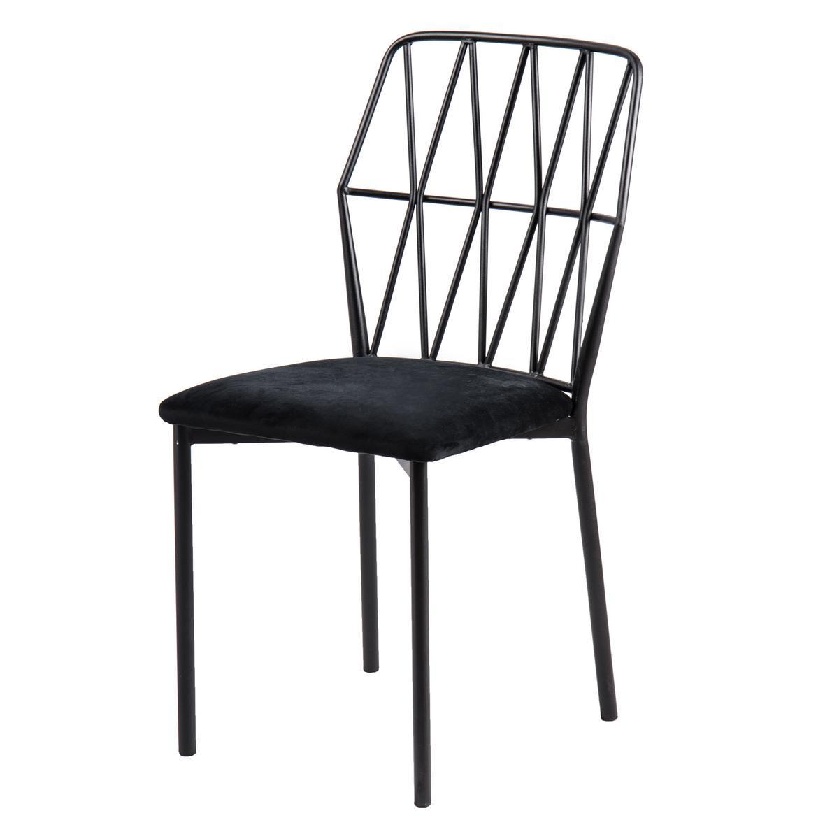 Chaise design - Métal et polyester - 42 x 42,5 x 87,5 cm - Noir