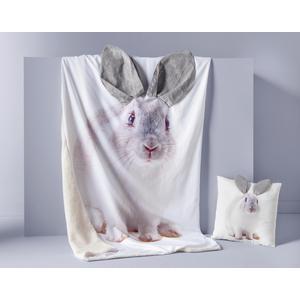 Coussin lapin 3D - 100 % Polyester - 40 x 40 cm - Beige