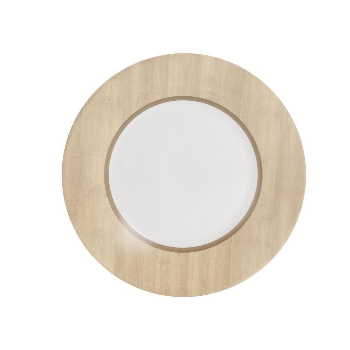 Assiette plate - Verre - Ø 22 cm - Effet bois