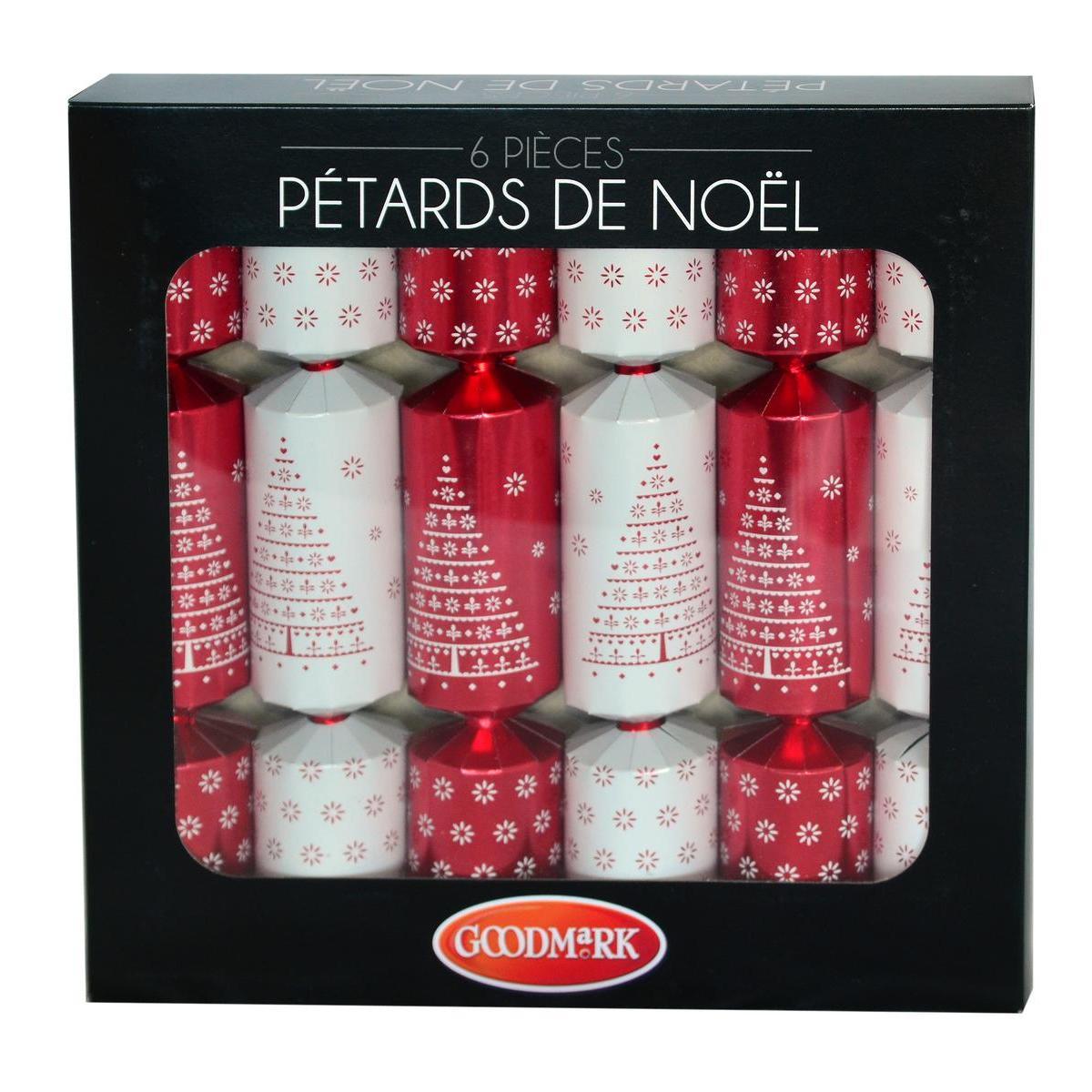 Crackers de Noël - Papier et plastique - 30 x 5 x H 30 cm - Rouge et blanc